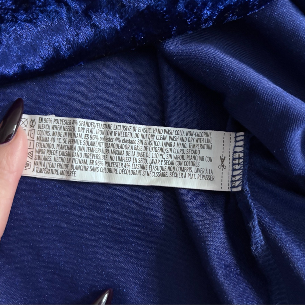 Forever 21 Blue “Crushed Velvet” Strappy Mini Size M - Picture 8 of 11